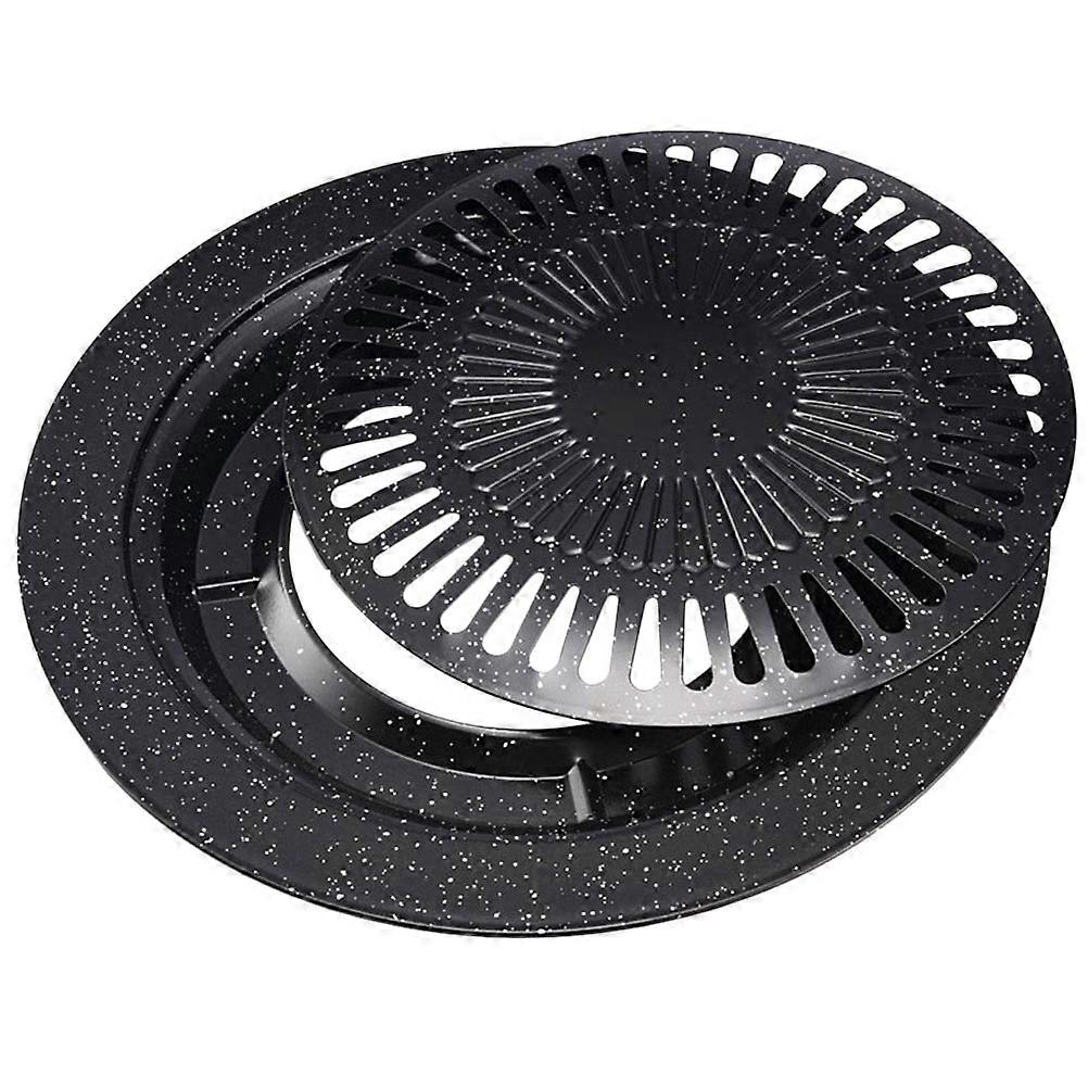 Black Iron Grill Pan Outdoor Double-Layer Bbq Pan for Home Use