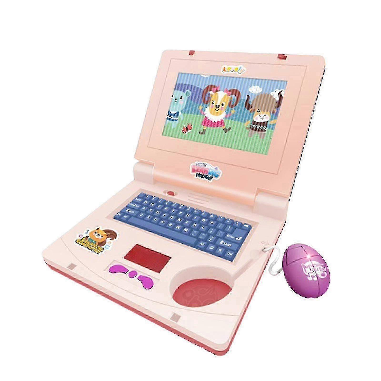 Laptop infantil de 25 a 26 polegadas com frases, efeitos sonoros e música! Brinquedo para meninas (azul, rosa)