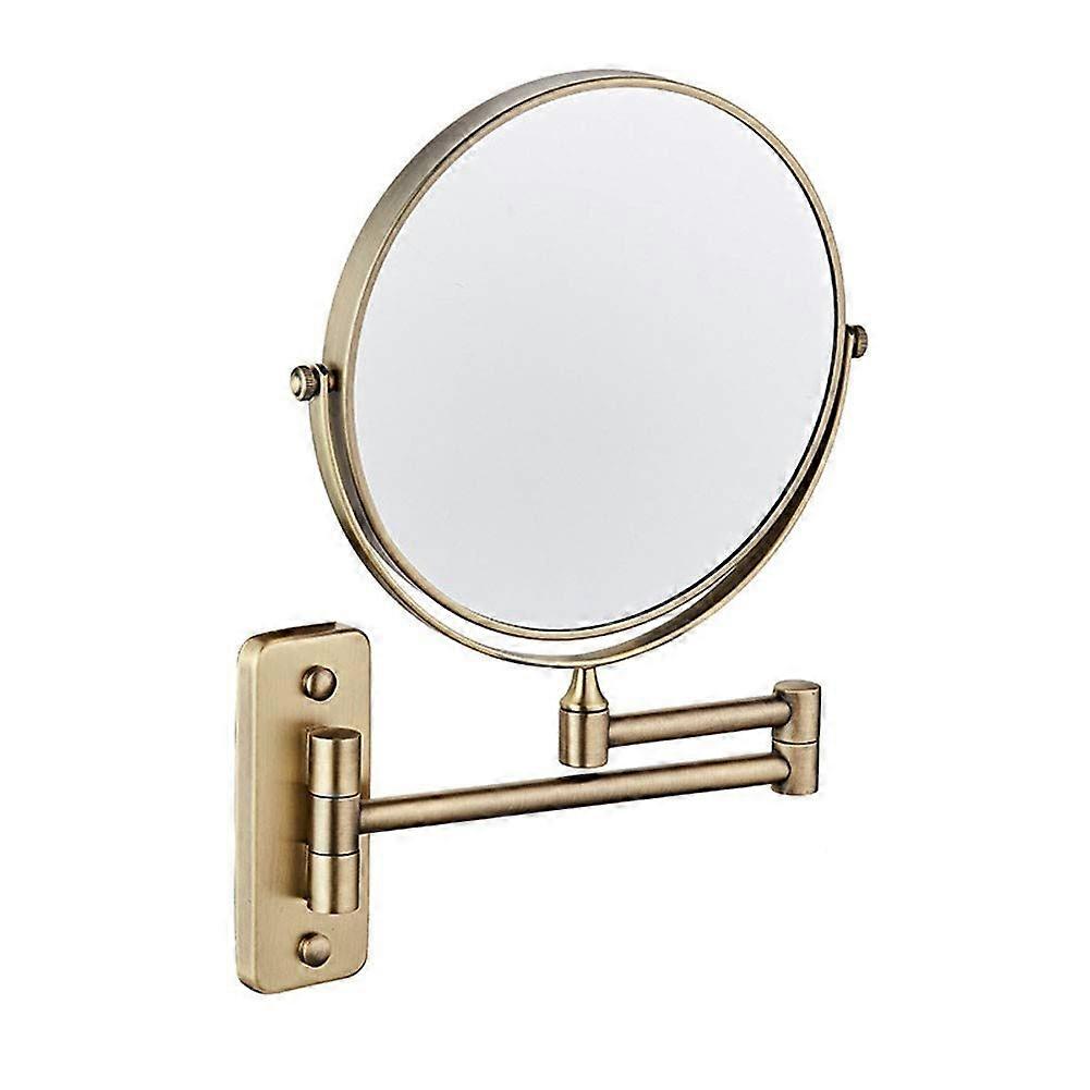 Wall Mounted Double Sided Makeup Mirror 3X Magnification 360 Swivel Folding Brass for Bathroom