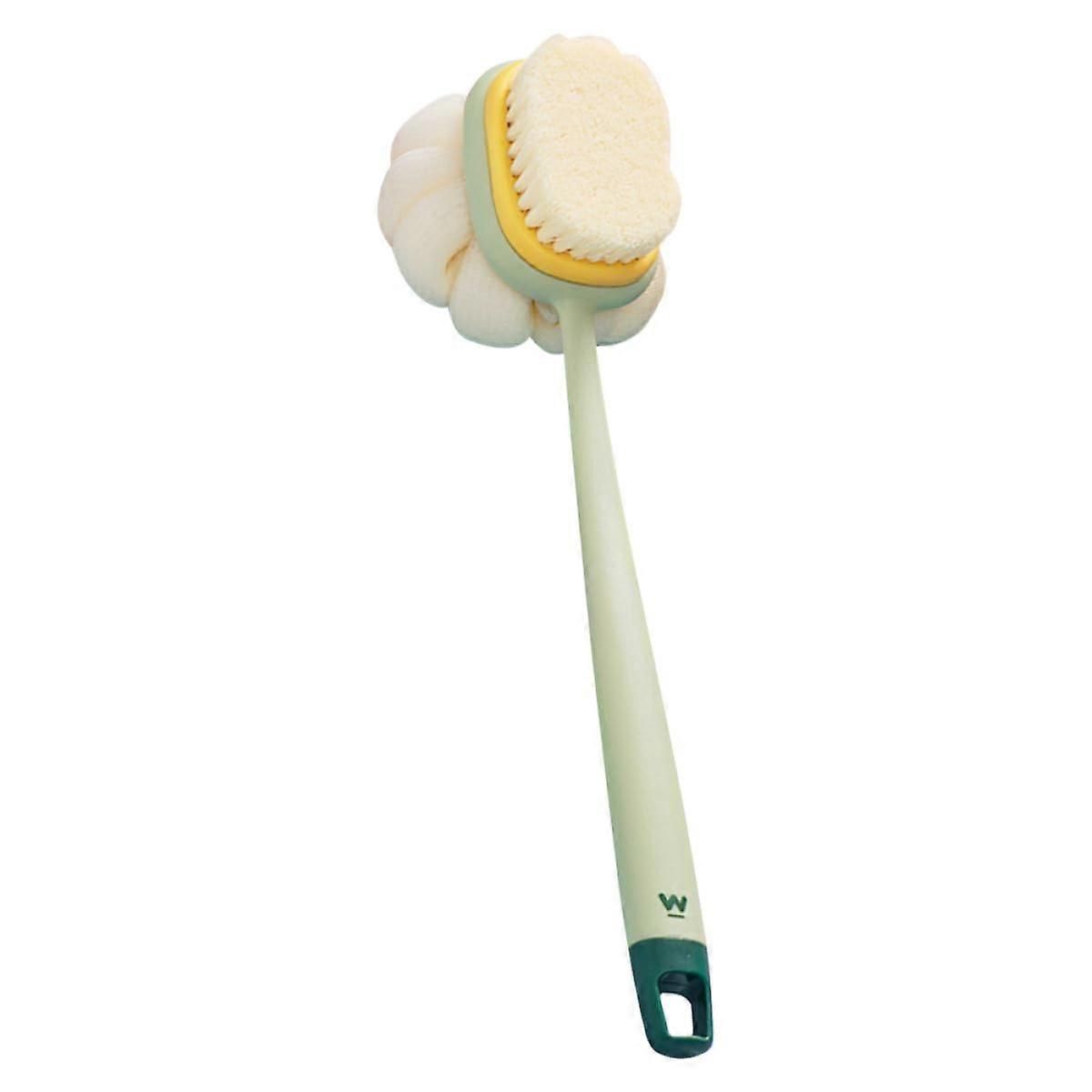 DualSided Exfoliating Back Scrubber Bath Brush with Long Handle Soft Bristle for Shower and Spa