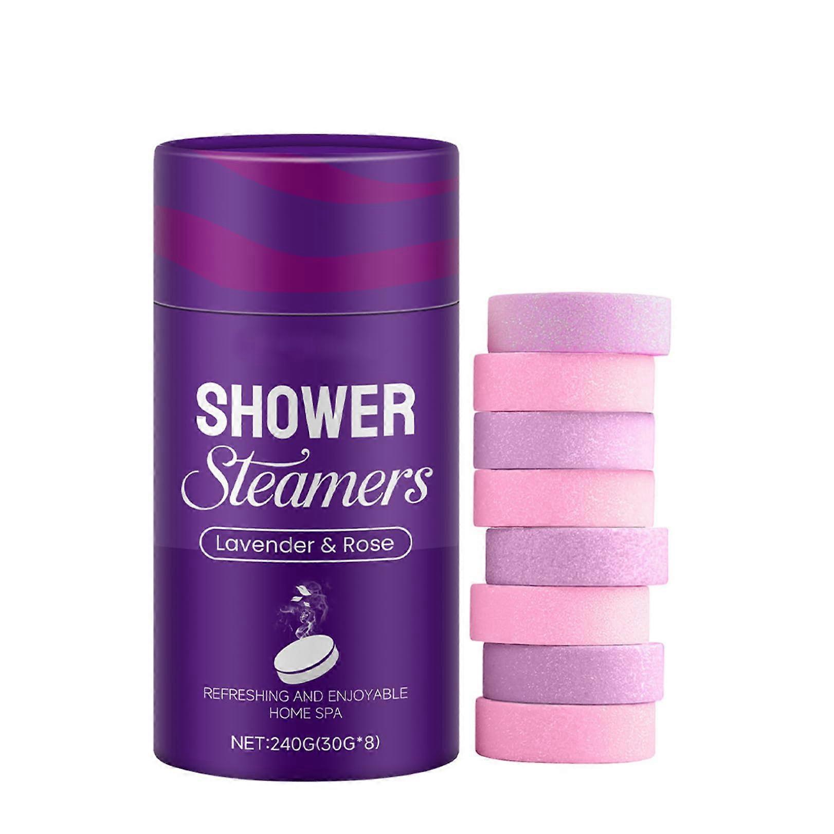 Shower Steamers Set with Lavender and Eucalyptus, Rose Lavender Aromatherapy Tablets, 8 Count