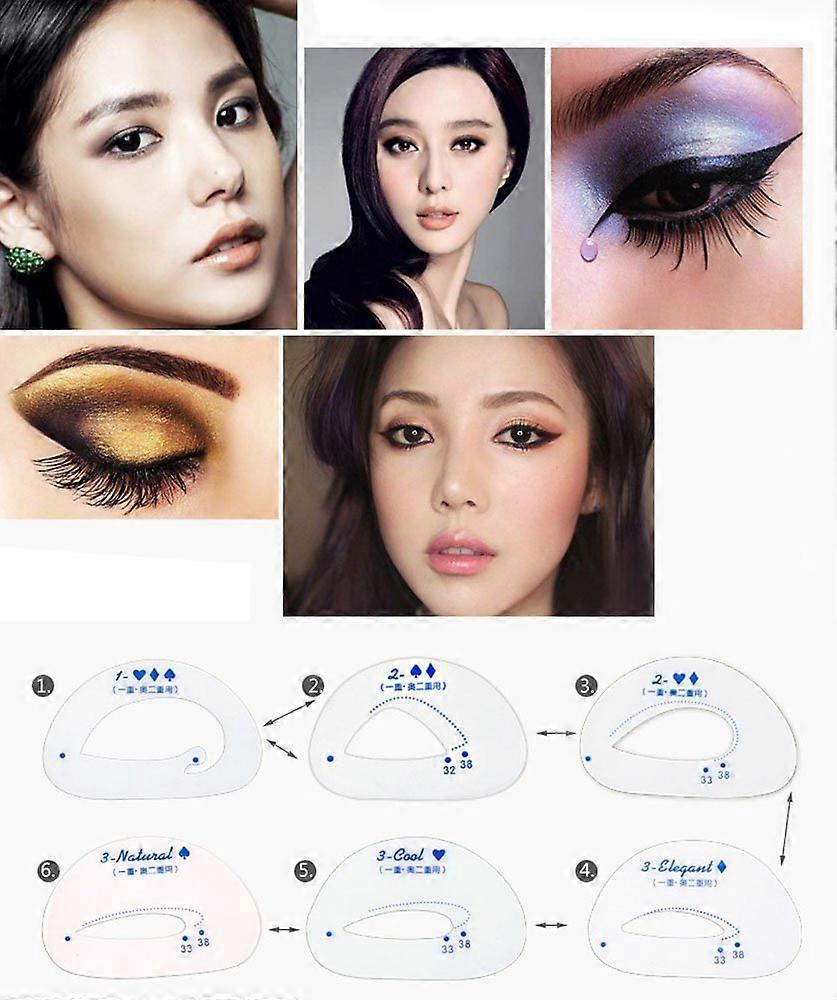 Eyeshadow Stencil Set for Precise Cat Eye, Reusable 6 Piece Makeup Templates for Symmetry
