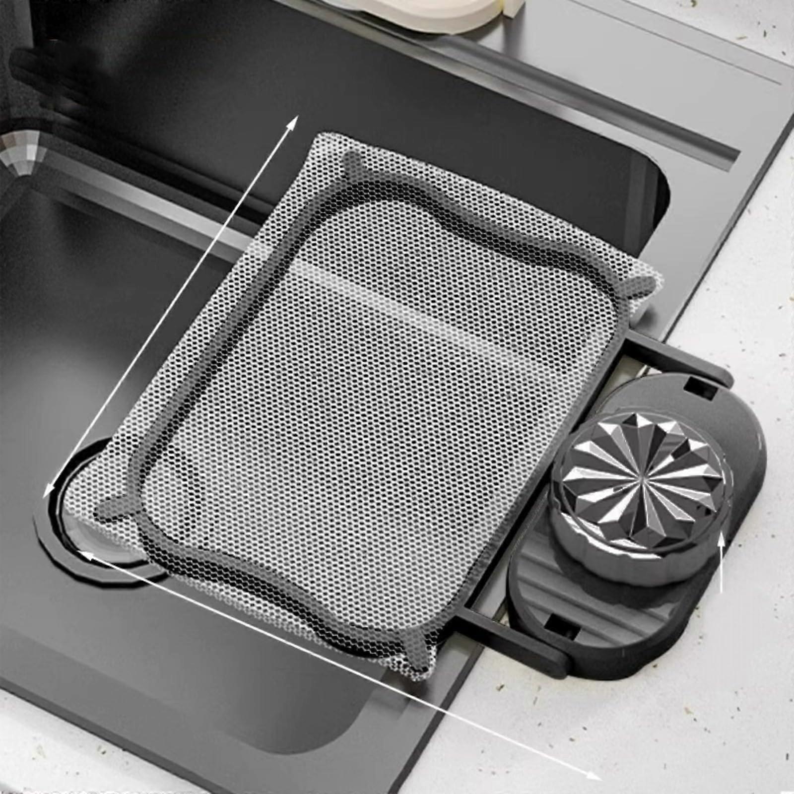 Sink Filter Rack with Dual Mode Lid and Fine Mesh, Universal Kitchen Drain Rack in Advanced Gray