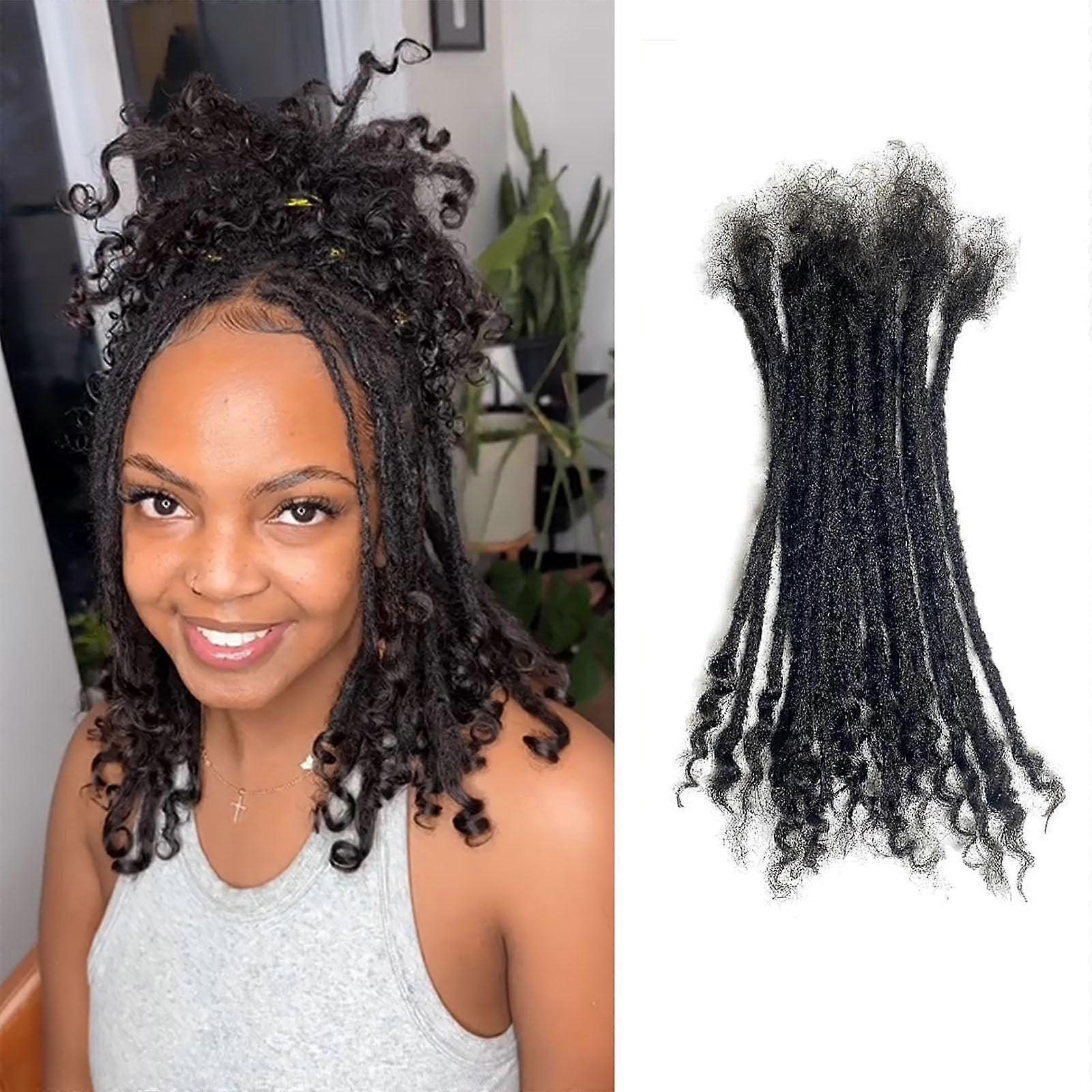 Human Hair Dreadlock Extensions 0.4cm Width 8 Inch 30 Strands with Curly Ends Dyeable Handmade