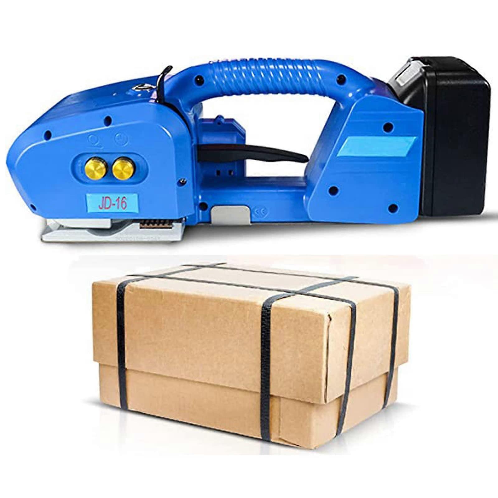 Electric Strapping Machine with Automatic HotMelt Sealing, Handheld Tool for 916mm Straps, Blue
