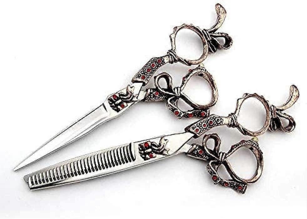 Professional Hair Cutting Scissors Set 6.5 Inch Barber Thinning Shears with Ergonomic Offset Handle