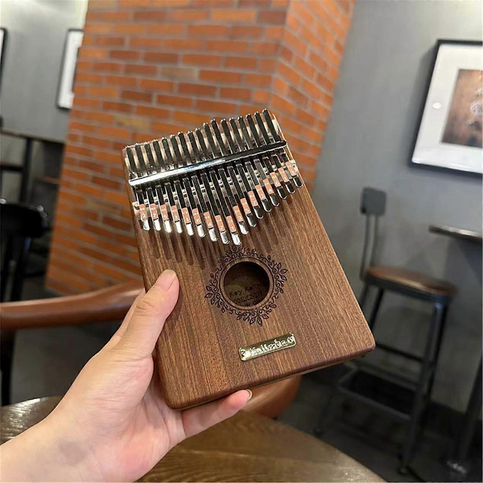 34 Key Solid Wood Kalimba Thumb Piano Double Layer Mahogany Body with Tuning Tool Set