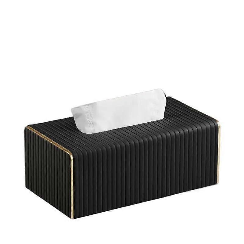 Large Black Leather Tissue Box Cover, Waterproof Rectangular Holder for Home and Hotel Use