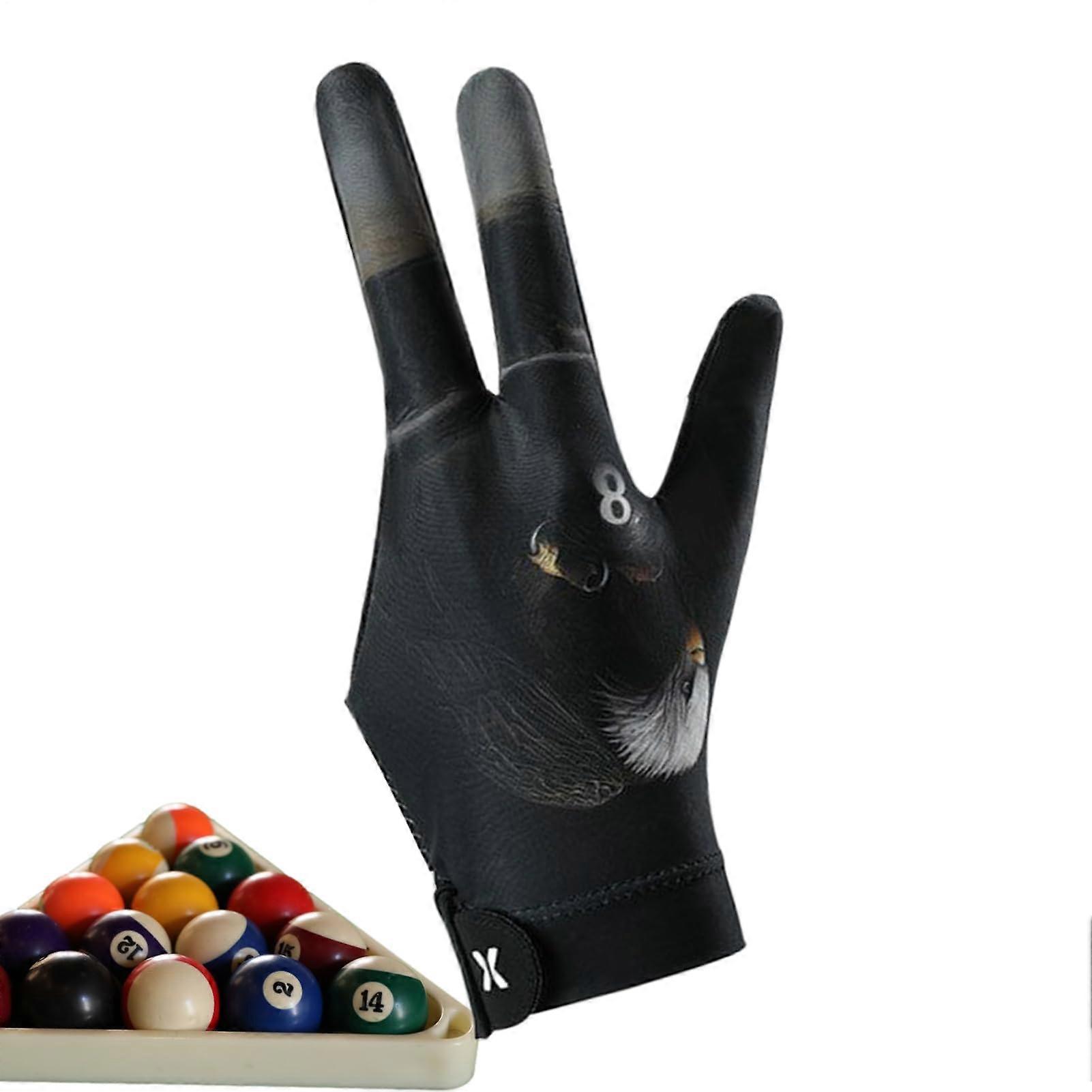 Three Finger Billiard Glove with AntiSlip Cue Control, Adjustable Strap Fit for Left Hand