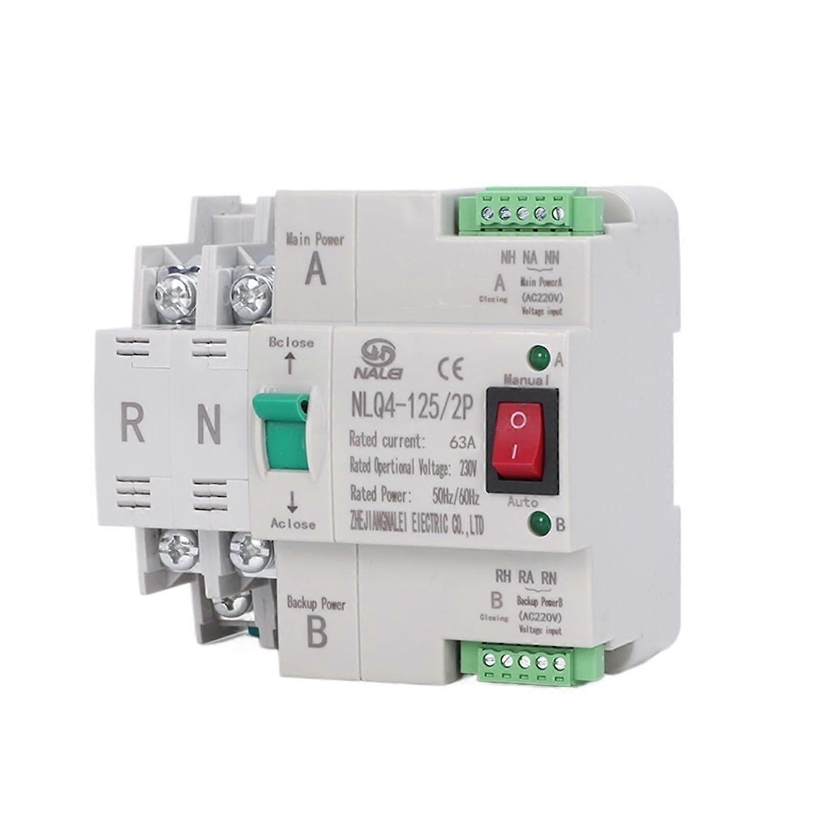 3P 63A Dual Power Automatic Transfer Switch with MillisecondLevel Uninterruptible Switching
