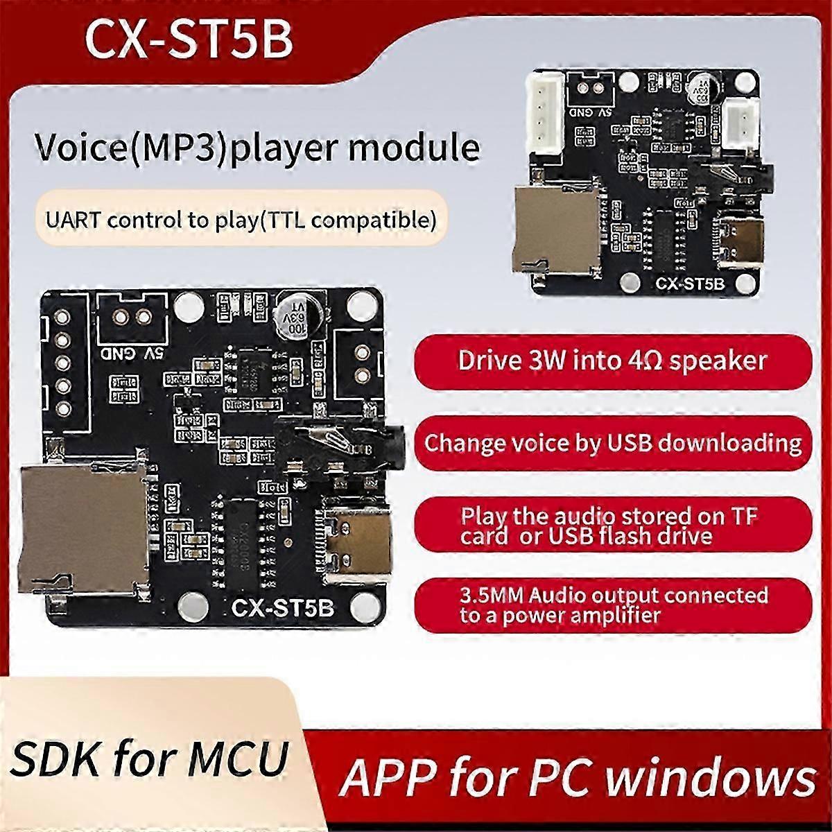 CX-SF5B Voice Playback Module, Support TF Card U-Disk B