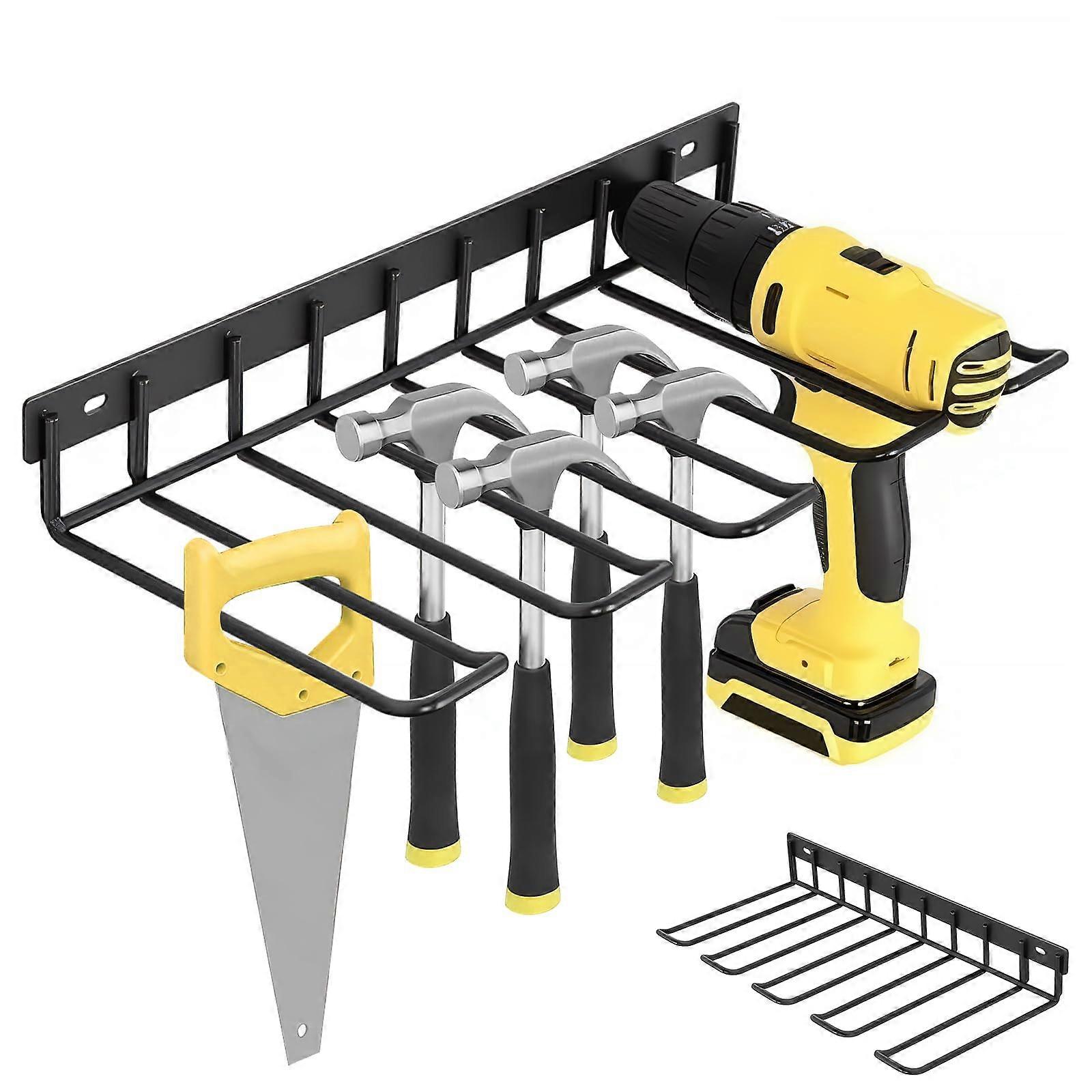 Wall Mount Tool Organizer with Adjustable Divider Heights, FourTier Storage Rack for Garage and Workshop