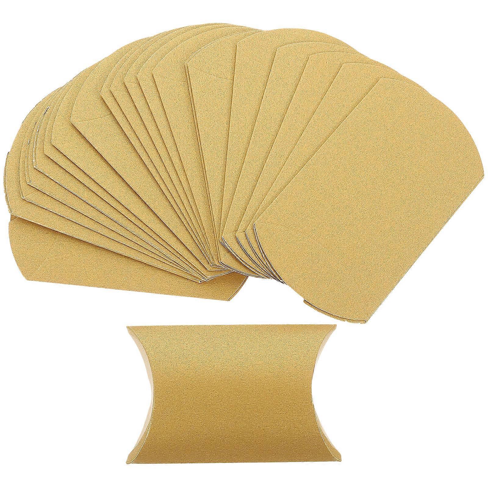 Golden Pillow Shaped Candy Boxes for Party 20Pcs Paper Boxes