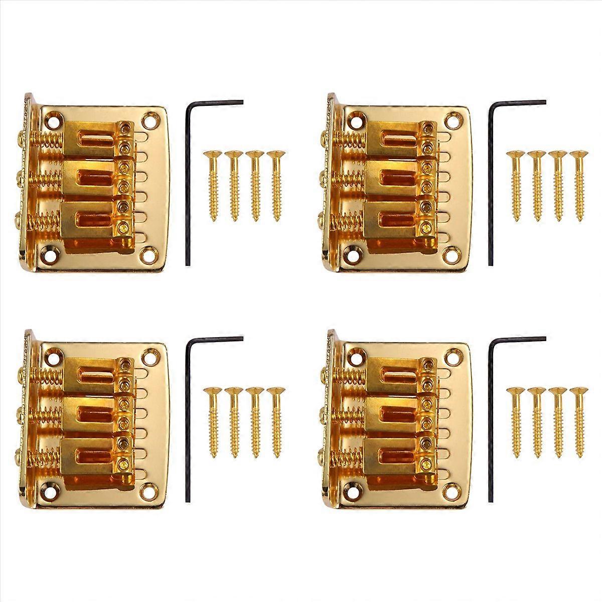  Guitar Parts: 3-string Gold Top Adjustable Bridge Gold