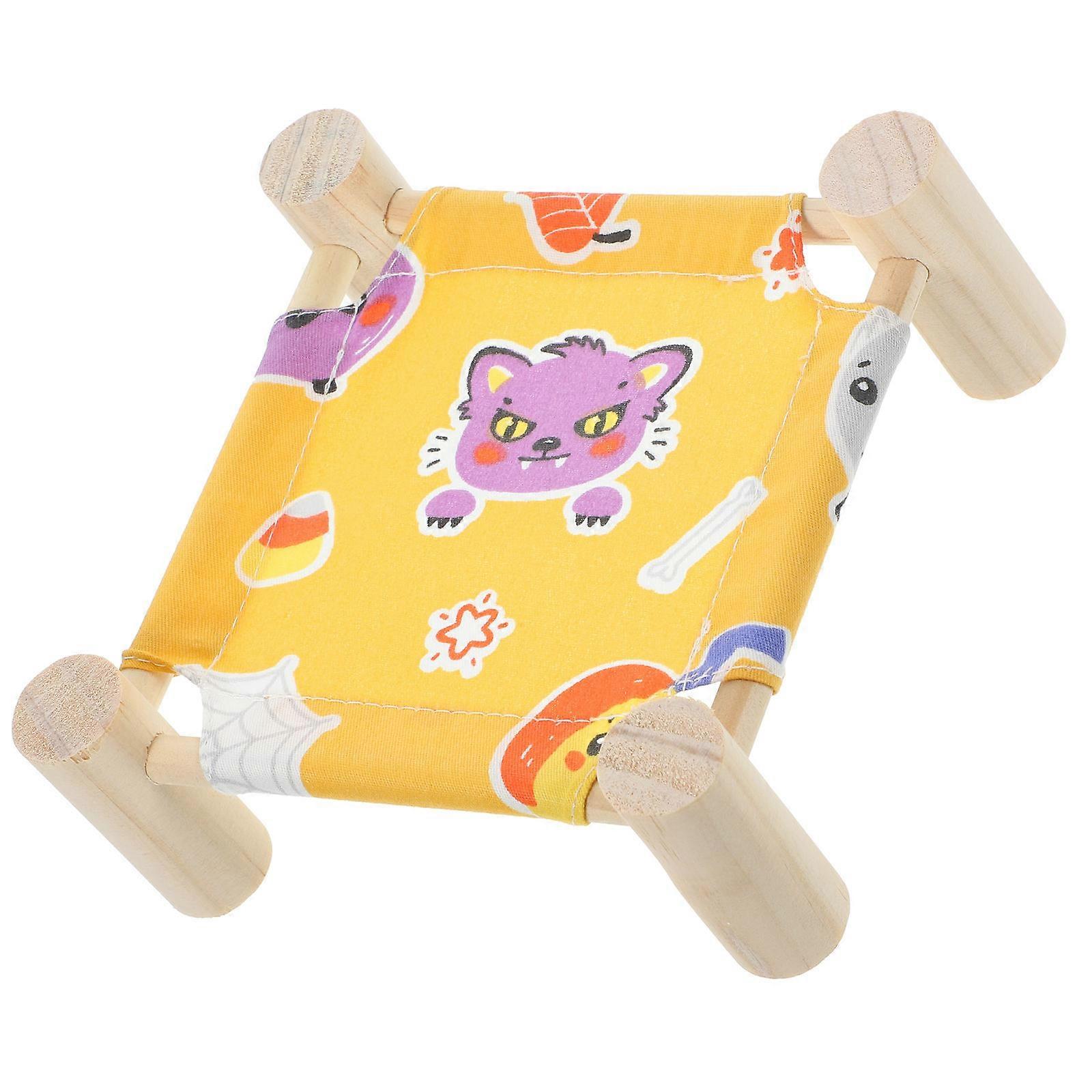 Washable Guinea Pig Bed Elevated Wooden Hammock for Hamster Rest