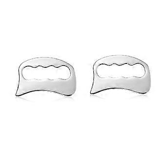 Conjunto de 2 peças de placa Gua Sha quadrada em aço inoxidável, ferramenta especial para terapia de tendões em esportes e fitness.