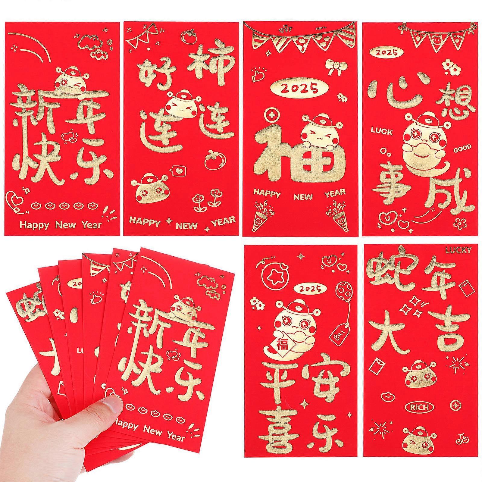 Chinese Red Envelopes Featuring Snake Pattern for Lunar New Year 36Pcs