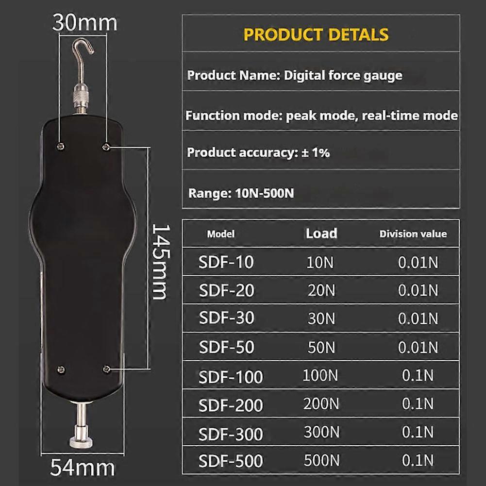 High Precision Digital Force Gauge 500N Push Pull Tester Dynamometer for Tension Compression Testing