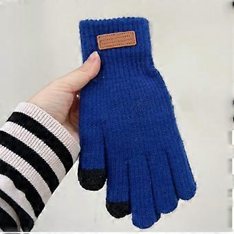 Christmas Wool Gloves for Men & Women, Thermal Touchscreen Gloves with Warm Fleece Liner, Royal Blue (9.45")