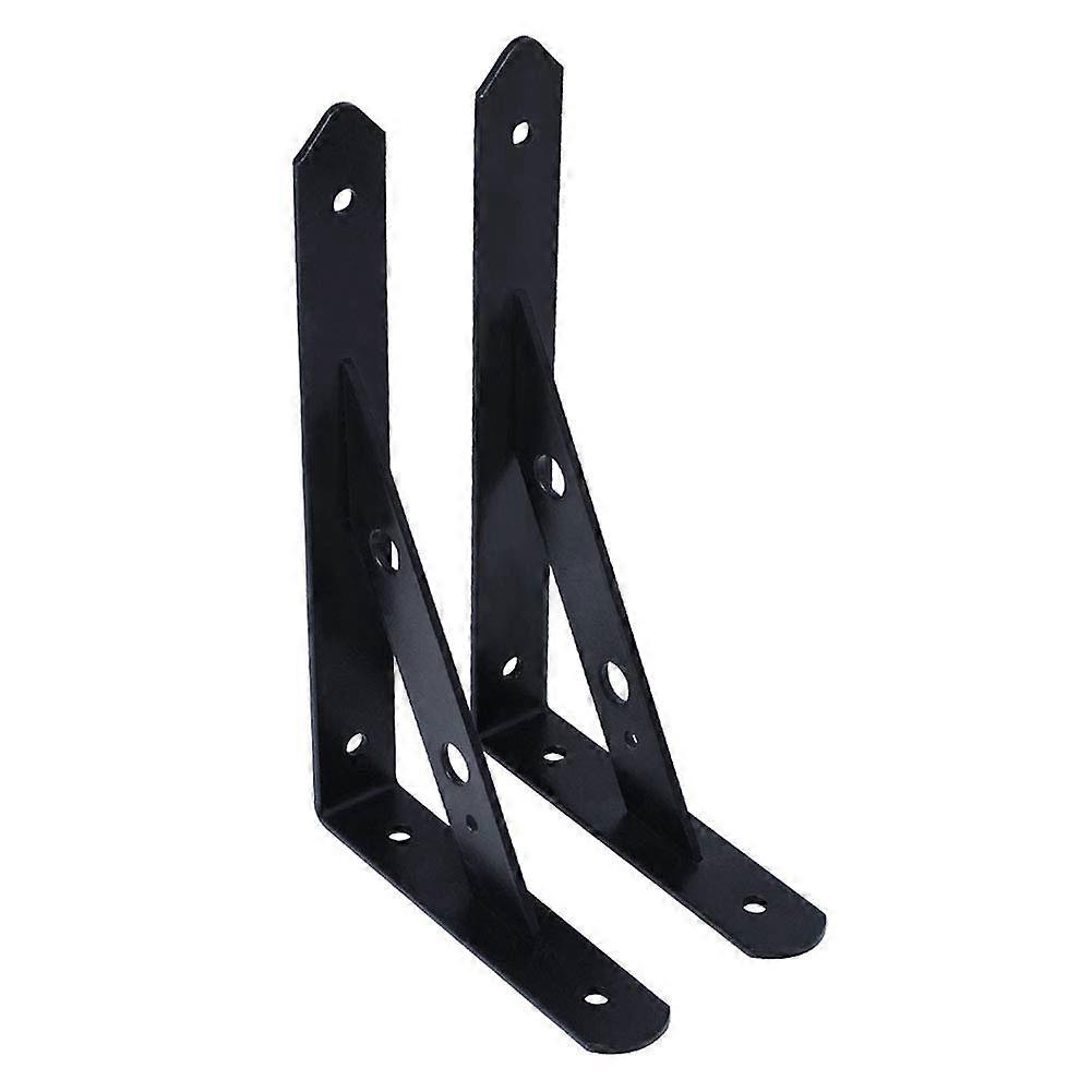 Floating Shelf Brackets Heavy Duty Black Rust Resistant Triangular Design for Wall Mount Set of 2