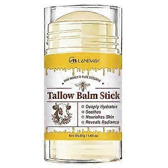 Tallow Balm Stick - Multifunktionel fugtighedsstift til ansigt og krop, Tallow- og honningbalsam til tør hud, læber og neglebånd, Beroligende og fugtgivende, Oksekødstalg