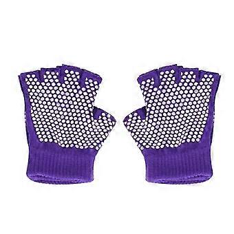 Non-slip Workout Gloves Half Finger Cotton Gloves Machine Comfortable Knitted Gloves for Yoga Sports(Purple)