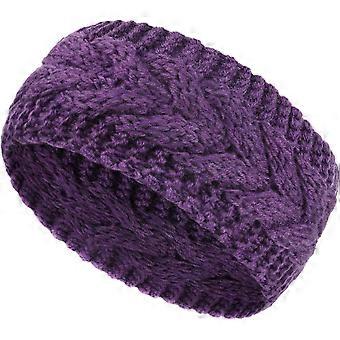 Damen-Stirnband mit Ohrenwärmer, Woll-Zopfstrick-Stirnband, Haarband zum Laufen und für Outdoor-Sportarten