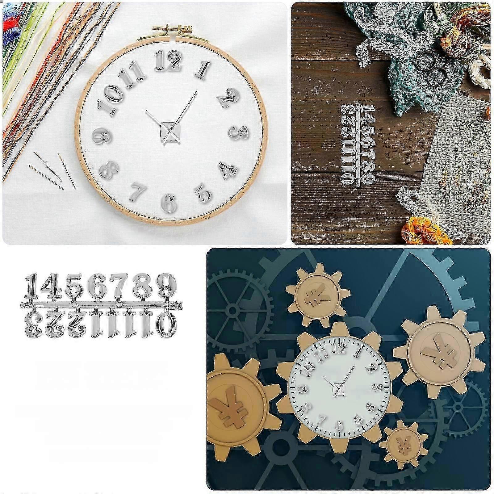 Clock Numbers Kit 5 Sets DIY Decoration Home Decoration Rectangular Silver Plastic