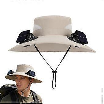 Dual Solar Fan Hat Wide Brim Type C Charging Three Speed