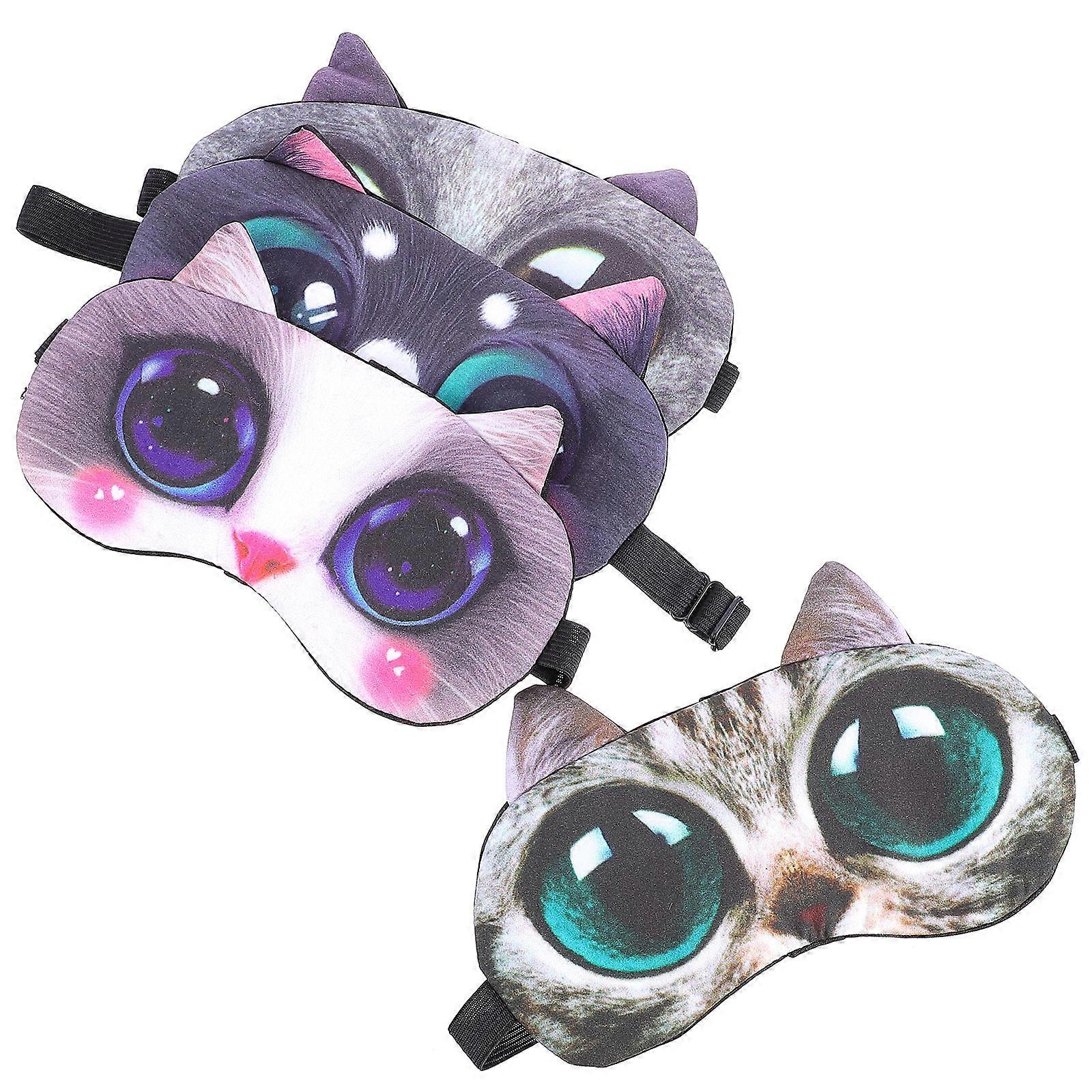 Creative Blindfolds for Sleeping Use Cat Pattern 4Pcs Assorted Masks