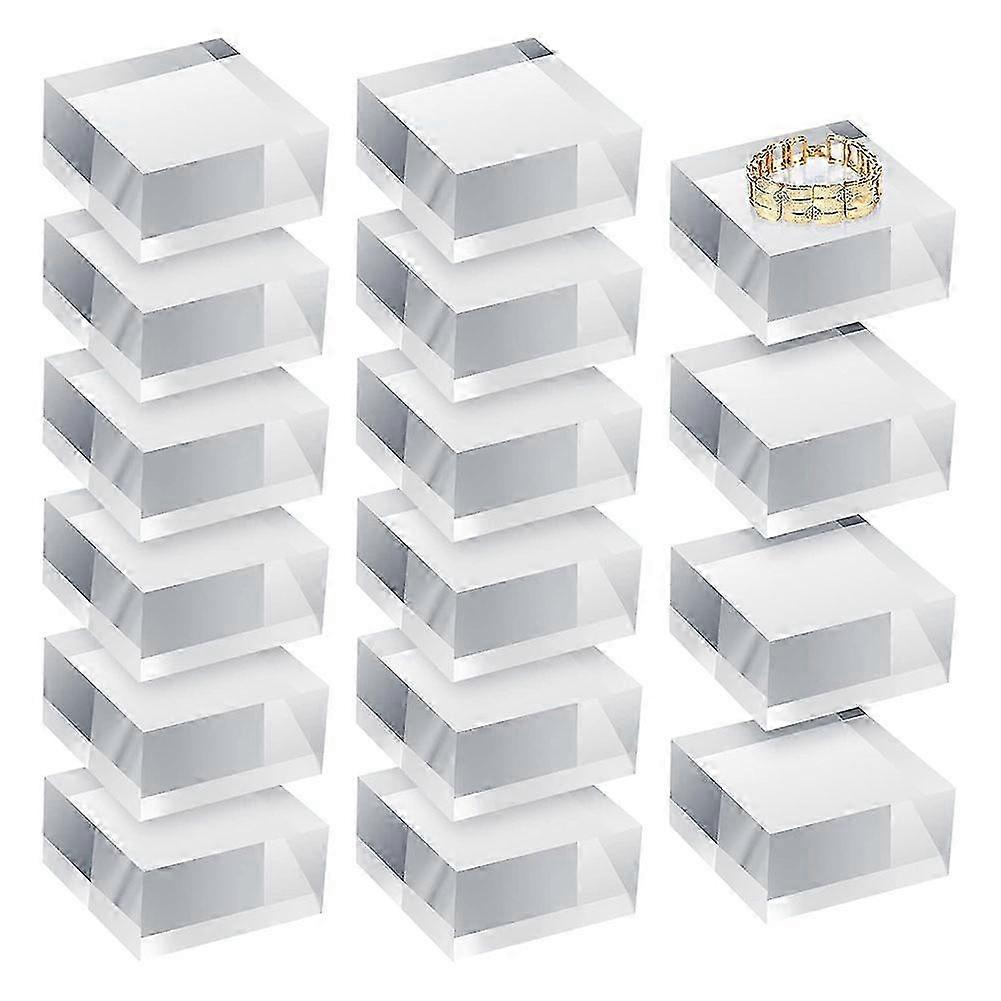 Clear Acrylic Blocks Square Display Showcase Holder Base 16pcs
