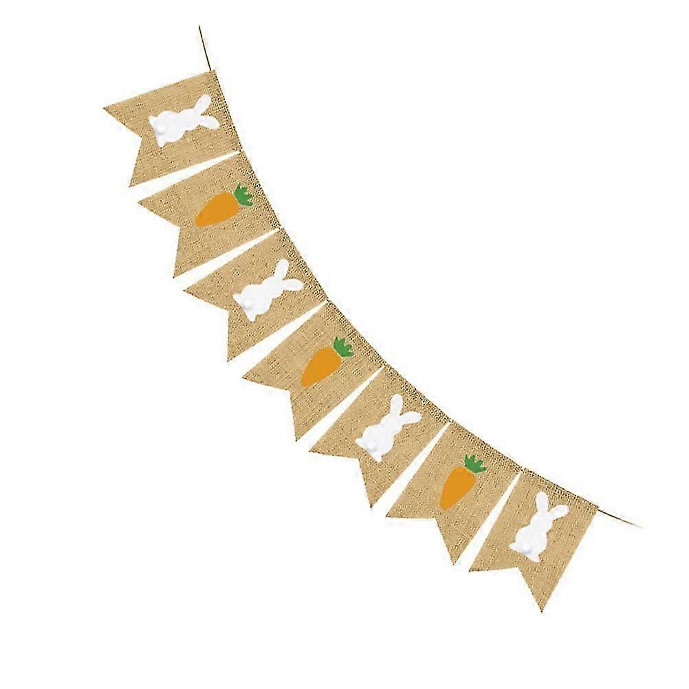Easter Banner Bunny Carrot Pattern Hanging Ceiling Flag for Decor Use