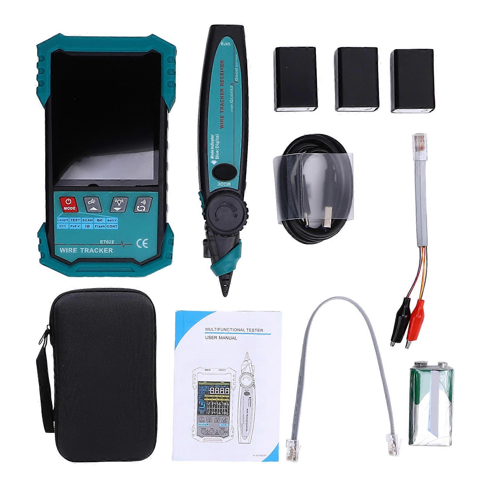 Network Cable Tester with POEVoltage Detection Wire Tracker RJ45 Length Continuity Test Flashing Port Indicator Testing Kit