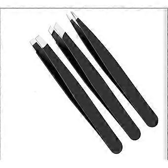 Pinzette für Augenbrauen, 3 Stück, Wimpern, eingewachsene Haarsplitter, Gesichtshaarzecken, Krabbenspitze, schräg, gerade, spitz, mit Etui