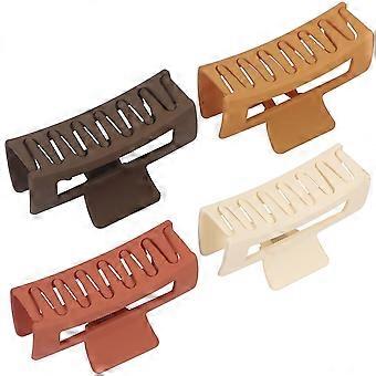 KATEA 4 stuks haarklauwclips voor dames, 3,5 inch matte grote klauwclips sterke grip antislip haarspeldjes rechthoekige haarclips voor lang dun dik haar