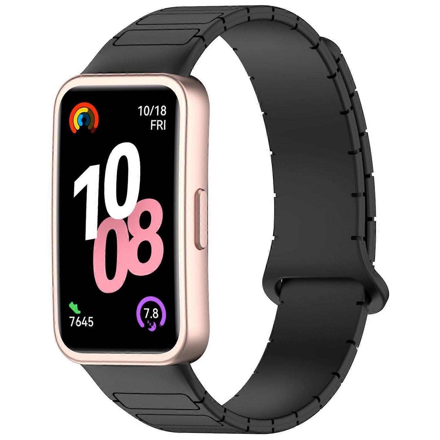 For Huawei Watch Band 10 / 10 NFC Design Magnetic Silicone Wristband Black