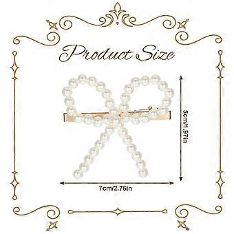 Fermaglio per capelli con perle, fermagli per capelli con fiocco di perle per donne, graziosi fermagli per capelli per matrimoni, spose, donne, ragazze, bomboniere per feste di compleanno, regali, bianco