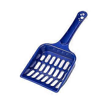 Cat Litter Scoop with Handle Tray, Dark Blue, Wide Slots, Durable Plastic