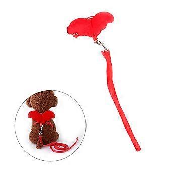 Puppy Harness Leash Adjustable Dog Cat Harness 3Pcs Set in Red