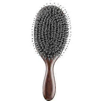 Natural Sandalwood Hair Care Brush Anti-static Wild Boar Bristles Fine Comb Green Sandalwood