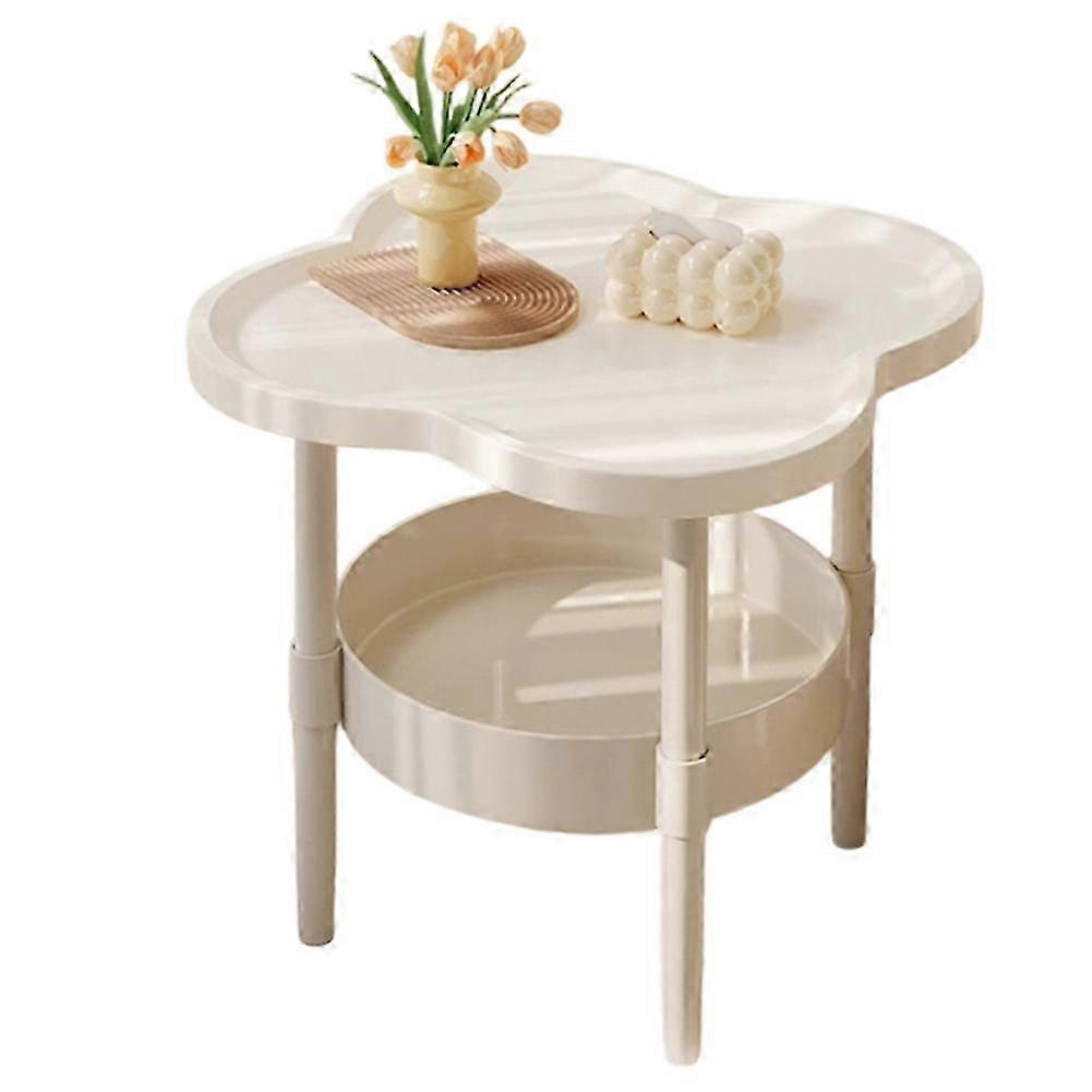 Table Side Coffee Table Double Layer Table with Storage Side Table Easy to Assemble compatible with Small Spaces Bedroom White