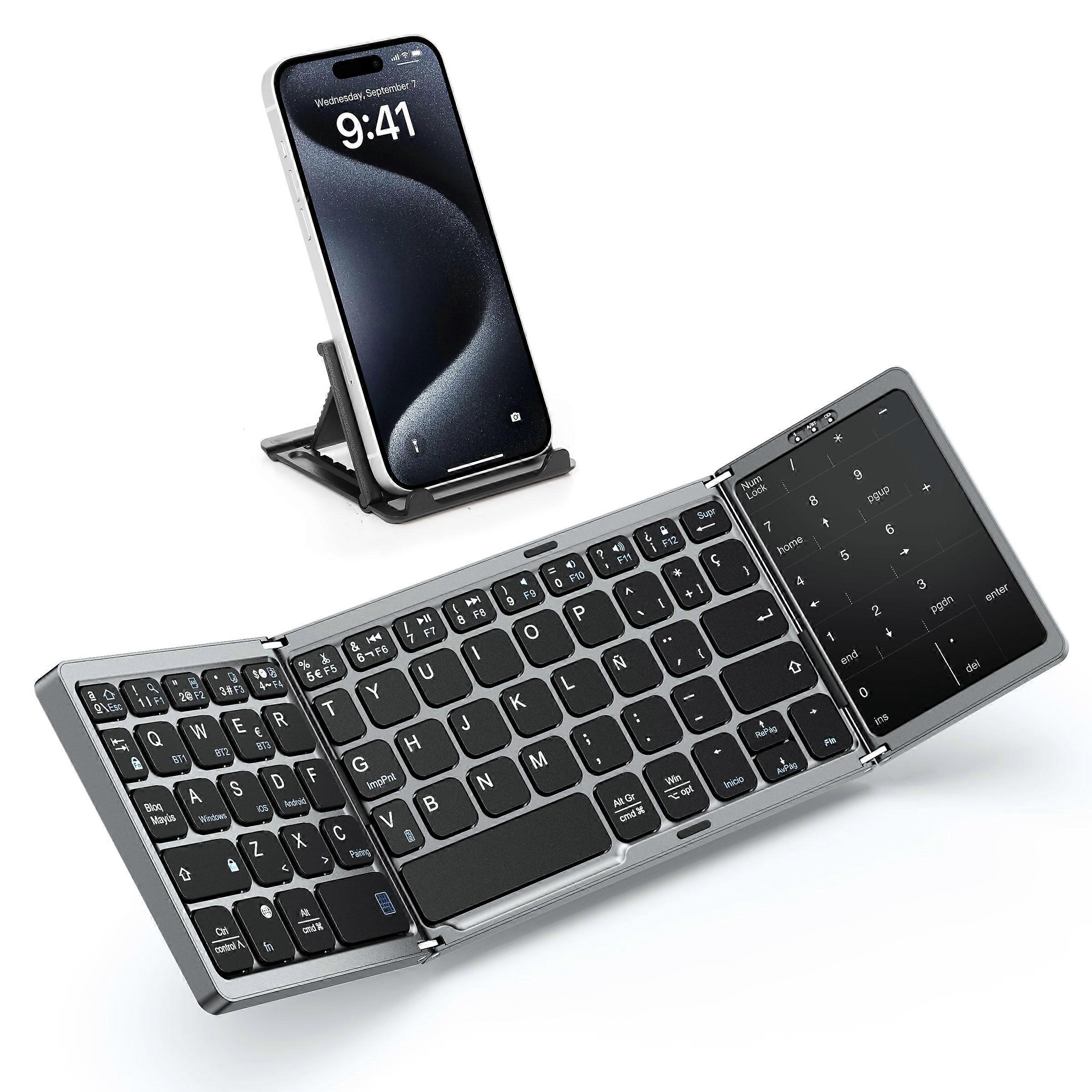 Foldable Bluetooth Keyboard compatible with Windows iOS Android Tablet / Mobile Phone Wireless Portable Spanish