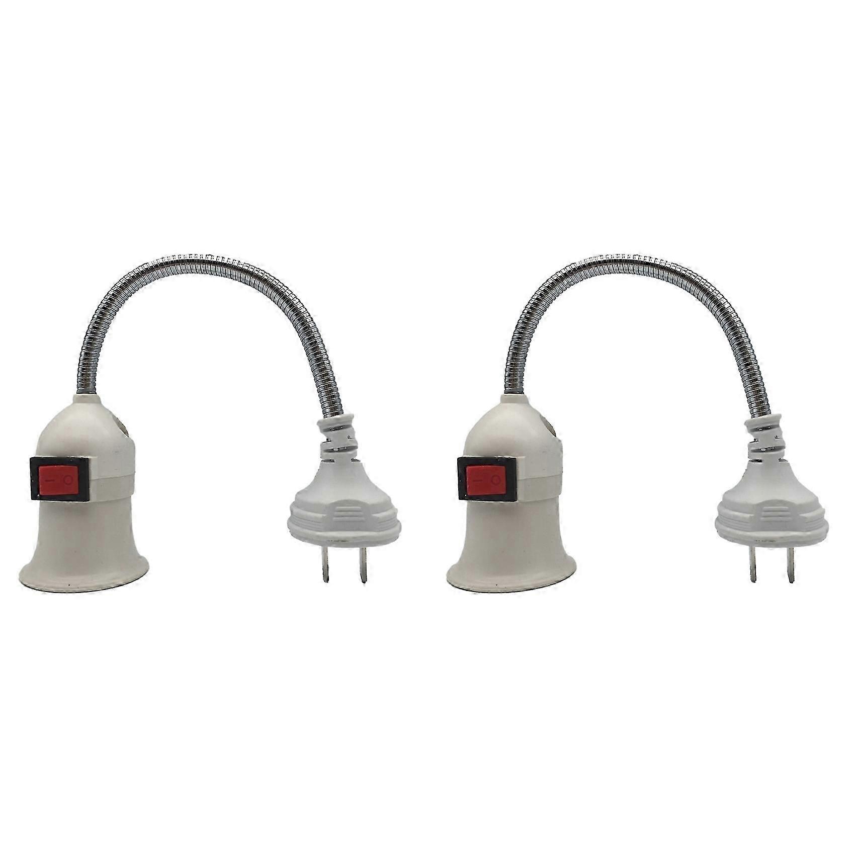 2X E27 US Plug Lamp Base Conversion Led Light Wall Flexible Lamp Holder Converter with Switch Led Head Bulb Socket