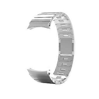 Stainless Steel Watch Band Silver Strap No‑Tool Adjustment for Samsung Watch 4 5 6 7 Classic