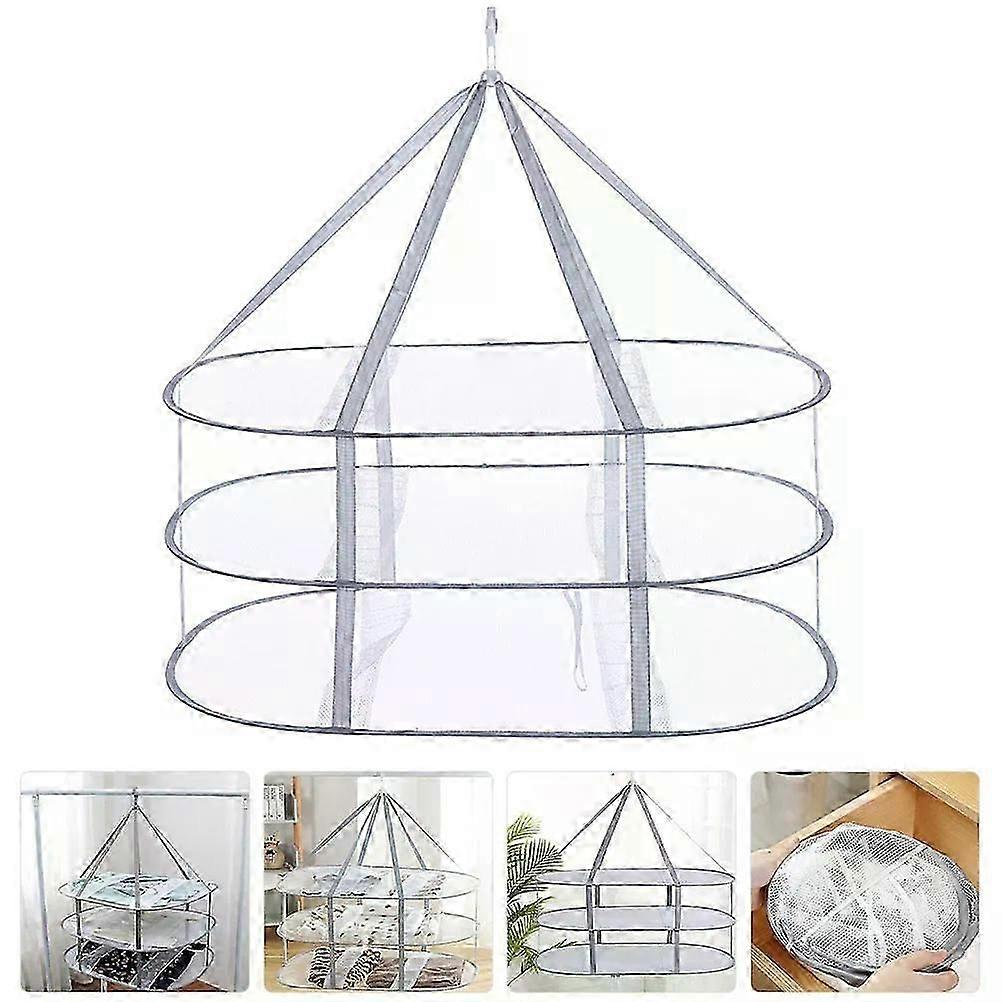 Hanging Sweater Dryer Three Tier Drying Rack Foldable Clothes Durable 3-Layer Holder