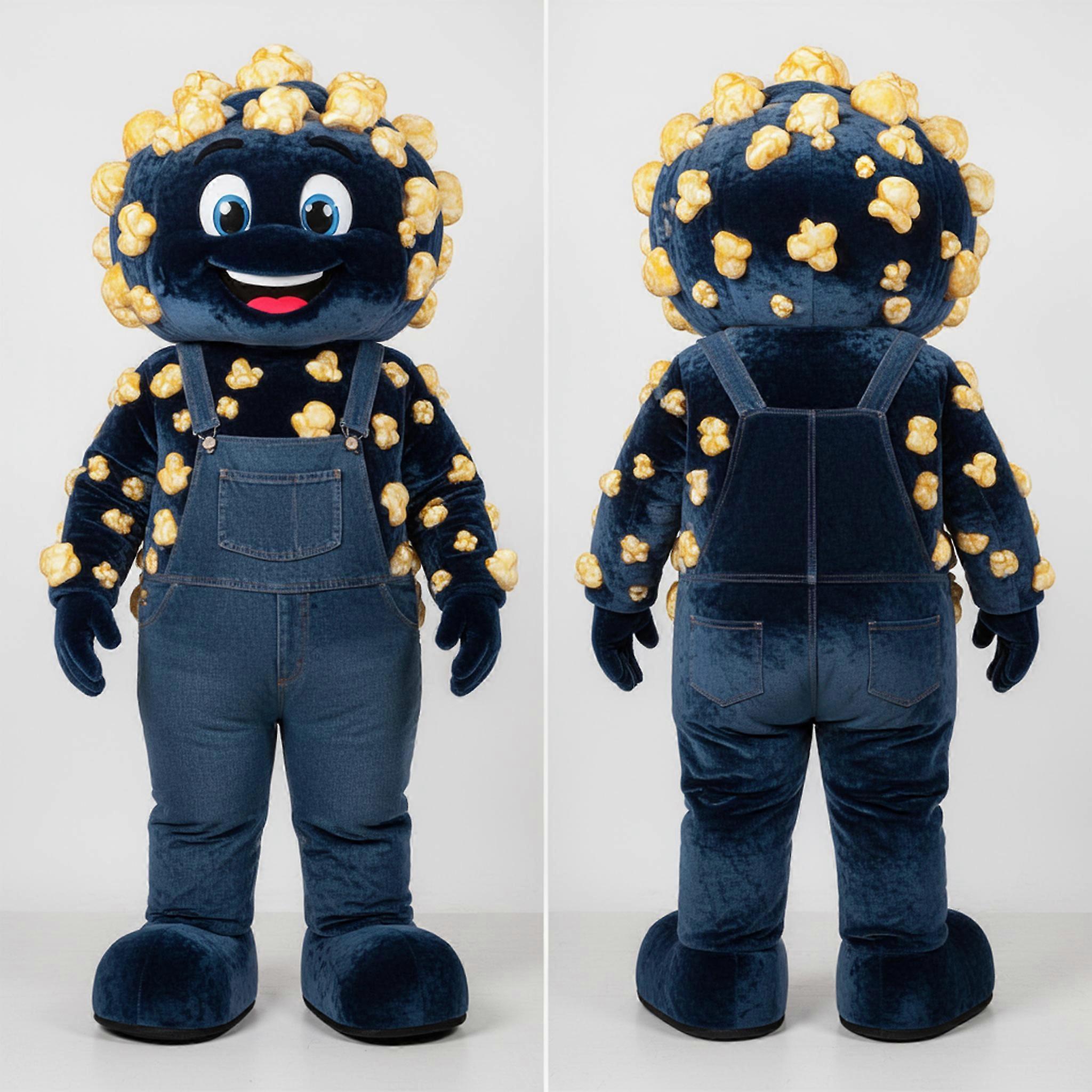 MASTICOT Blue Padded Smiling Pop Corn Mascot