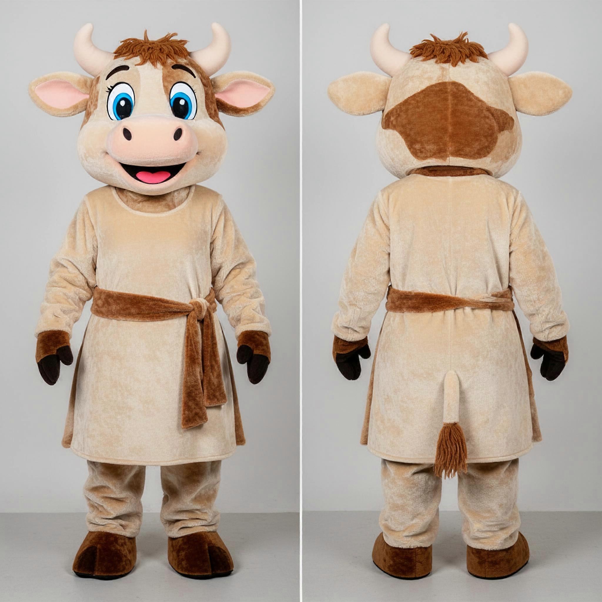 MASTICOT Beige Velvety Jersey Cow Mascot