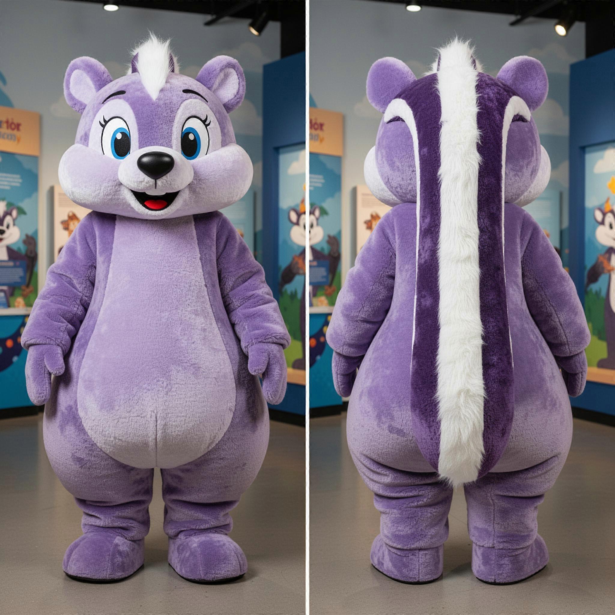 MASTICOT Lavender Cartoon Skunk Mascot