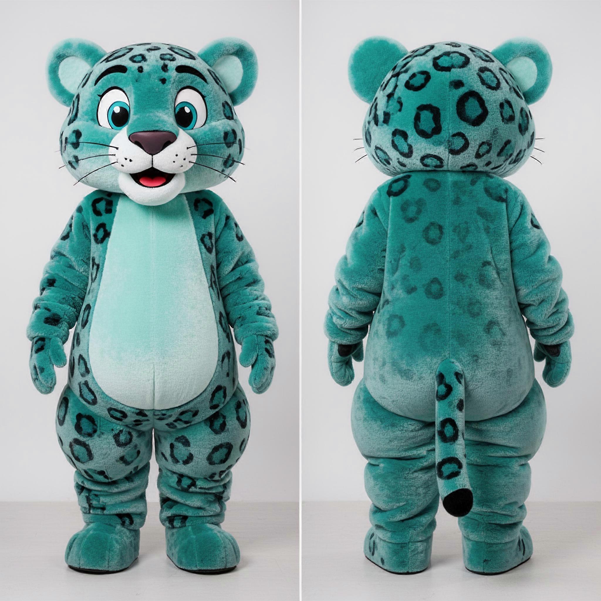 MASTICOT Teal Velvety Leopard Mascot