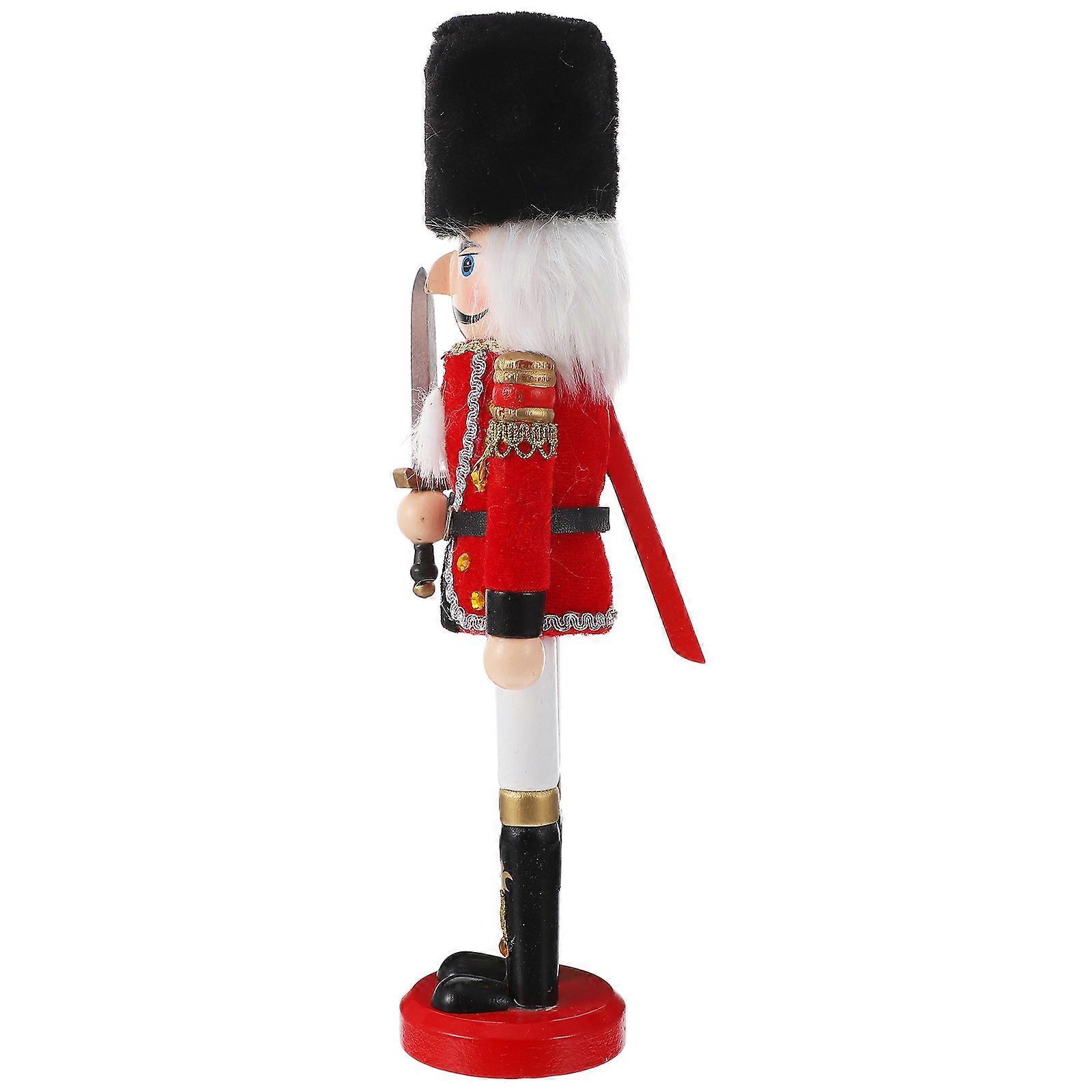 Red Walnut Soldier Wooden Nutcracker Puppet Decor for Wedding Use